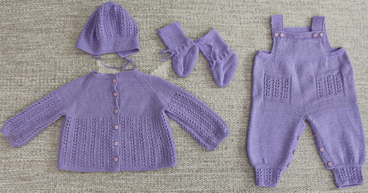 Model 0004B HELENA - Cardigan, Romper, Bonnet and Socks